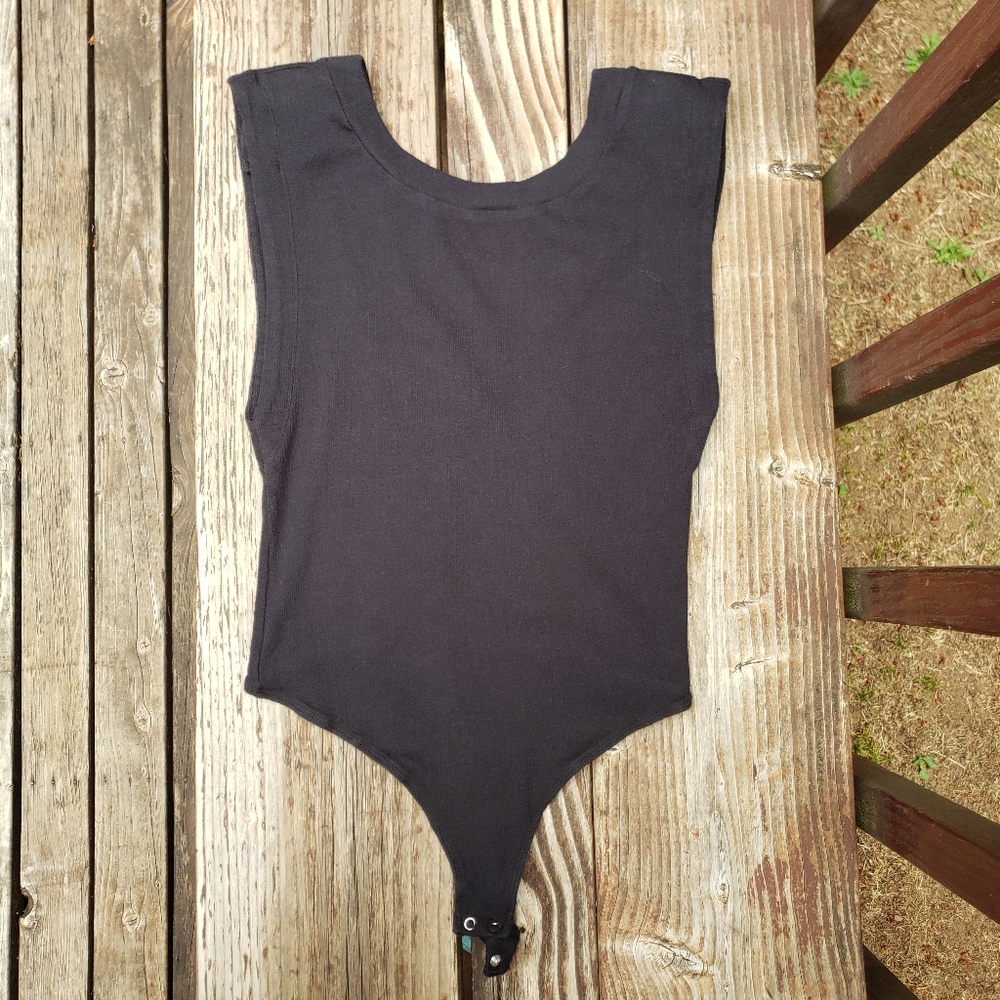 Free People Intimately - Black Bodysuit With Shoulder Pads - Size XS